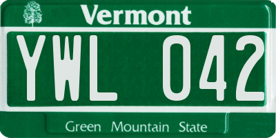 VT license plate YWL042