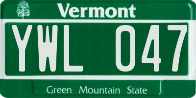 VT license plate YWL047