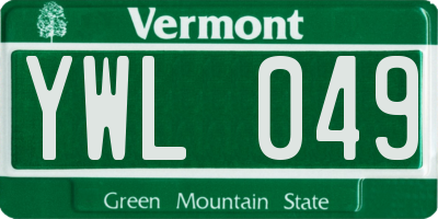 VT license plate YWL049