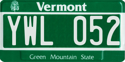 VT license plate YWL052
