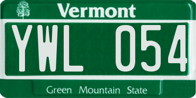 VT license plate YWL054