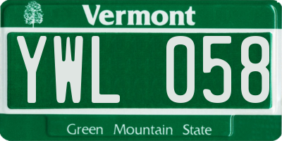VT license plate YWL058