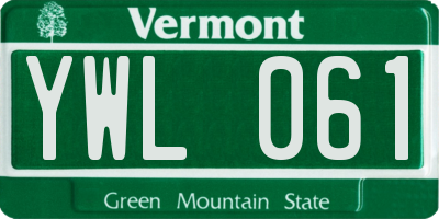 VT license plate YWL061