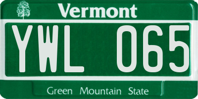 VT license plate YWL065