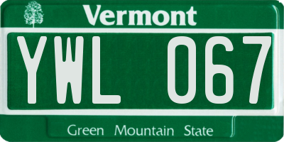 VT license plate YWL067