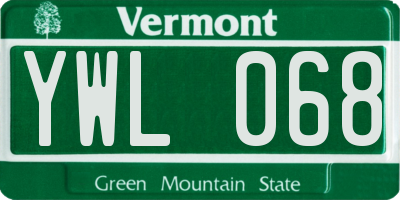 VT license plate YWL068
