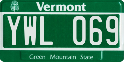 VT license plate YWL069