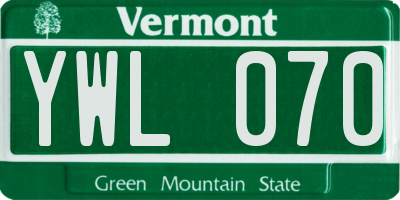 VT license plate YWL070