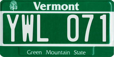 VT license plate YWL071
