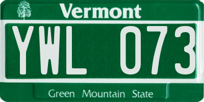 VT license plate YWL073