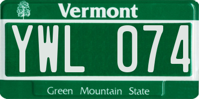 VT license plate YWL074