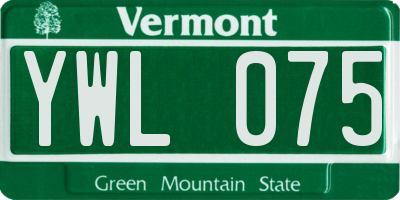 VT license plate YWL075