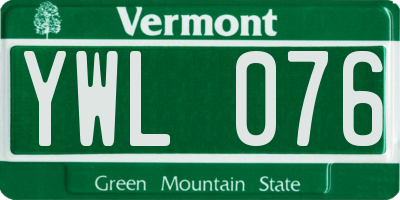 VT license plate YWL076