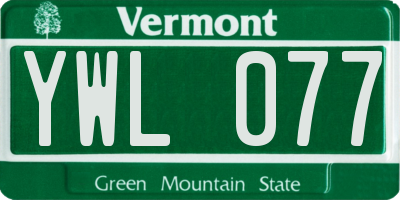 VT license plate YWL077