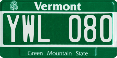 VT license plate YWL080