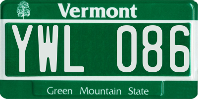 VT license plate YWL086