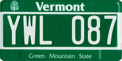 VT license plate YWL087