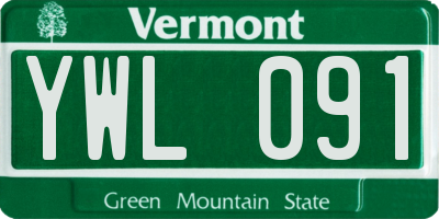 VT license plate YWL091