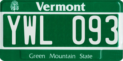 VT license plate YWL093