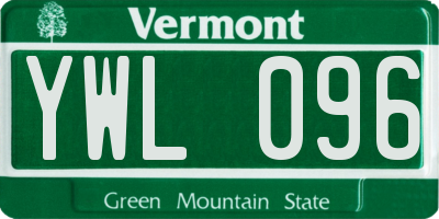 VT license plate YWL096