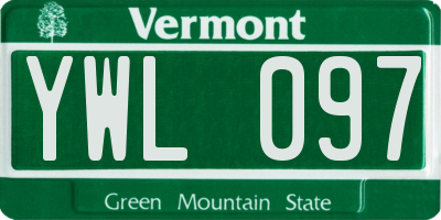 VT license plate YWL097