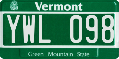 VT license plate YWL098