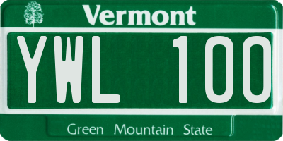 VT license plate YWL100