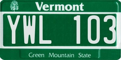 VT license plate YWL103