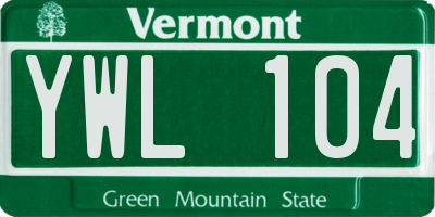 VT license plate YWL104
