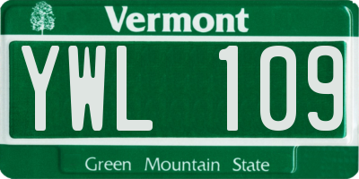 VT license plate YWL109