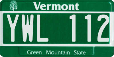 VT license plate YWL112