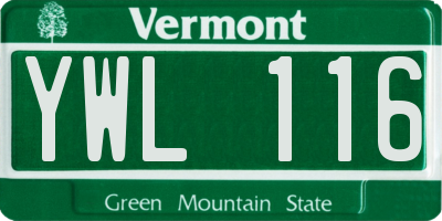 VT license plate YWL116