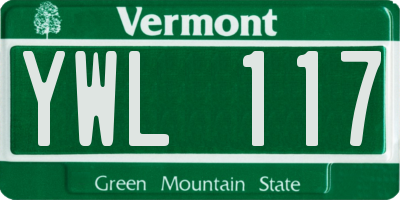 VT license plate YWL117