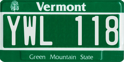 VT license plate YWL118