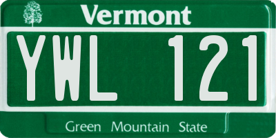 VT license plate YWL121