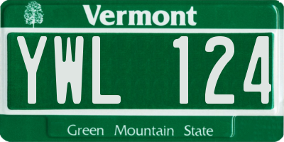 VT license plate YWL124