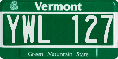 VT license plate YWL127
