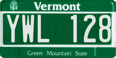 VT license plate YWL128