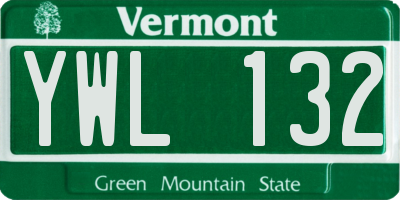 VT license plate YWL132