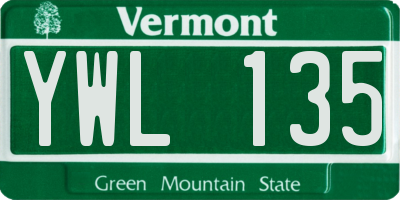 VT license plate YWL135