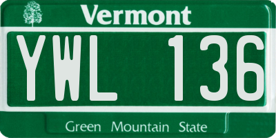 VT license plate YWL136