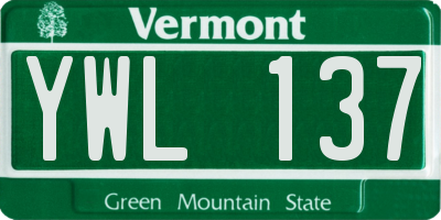 VT license plate YWL137