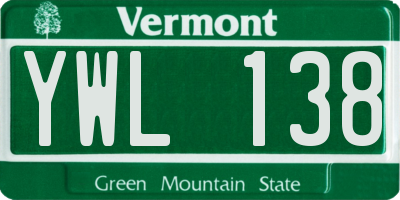 VT license plate YWL138