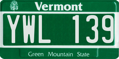 VT license plate YWL139