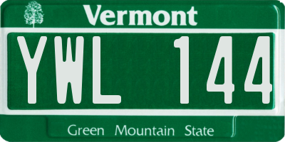VT license plate YWL144
