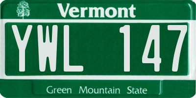 VT license plate YWL147