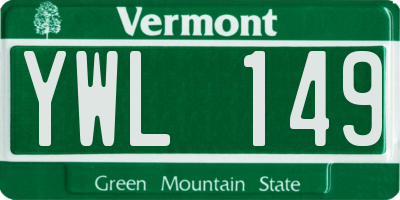 VT license plate YWL149