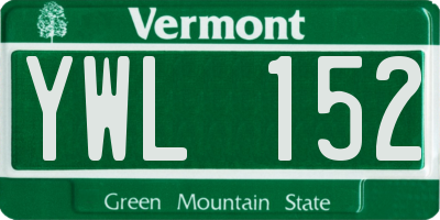 VT license plate YWL152