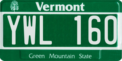 VT license plate YWL160