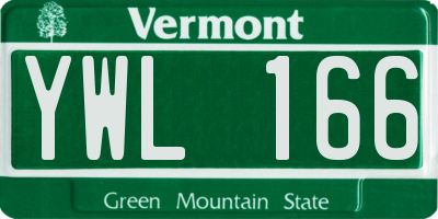 VT license plate YWL166